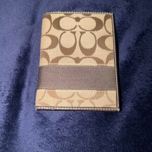 Coach Canvas Passport Cover in Khaki and Brown Signature Print